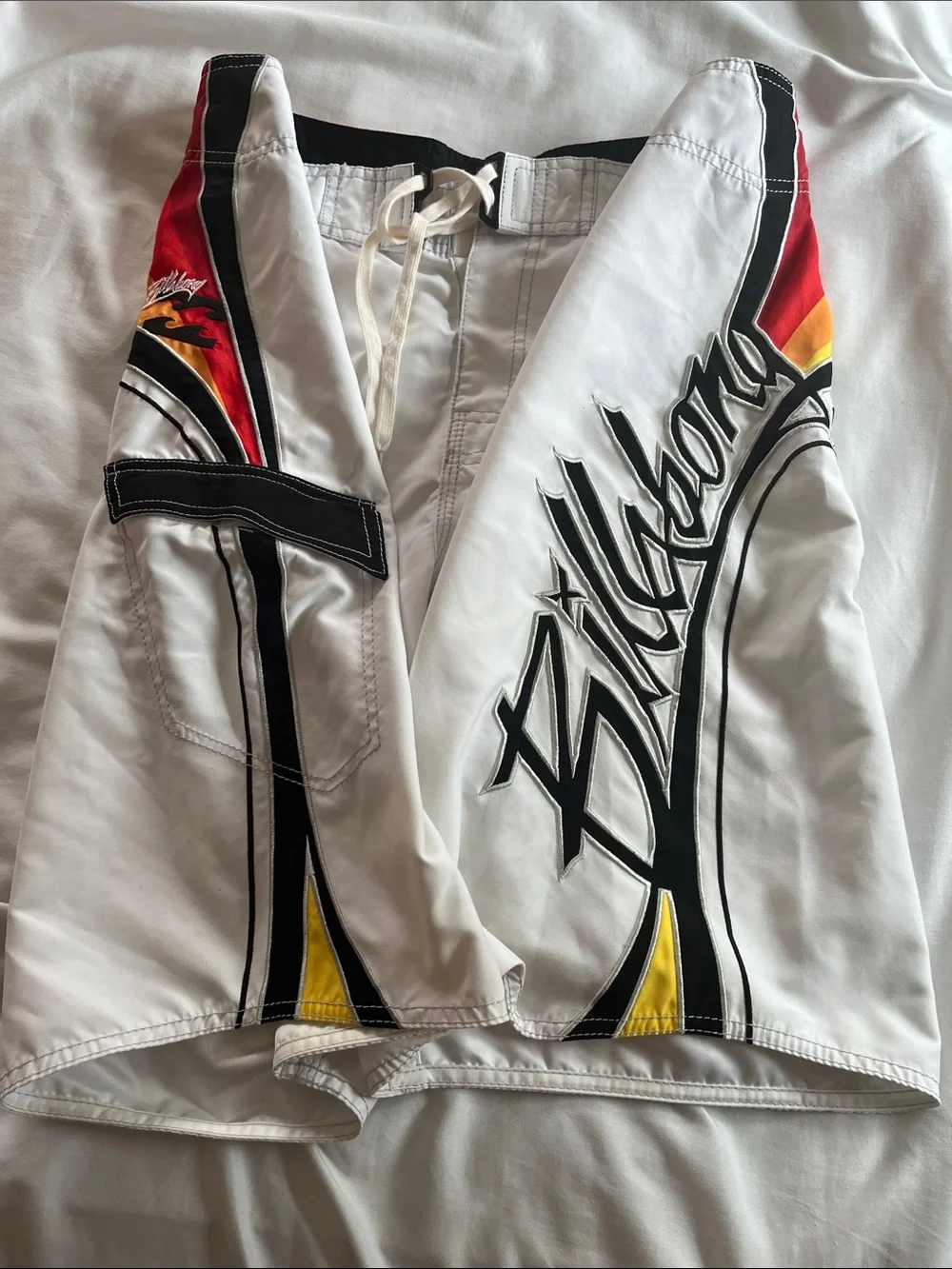 Billabong Y2K VTG  board shorts OCC retro rainbow sunset stripe embroidered 36
